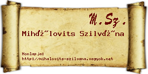Mihálovits Szilvána névjegykártya